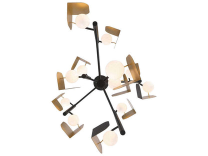Eurofase Cornice 12-Light Gold Black Geometric LED Chandelier