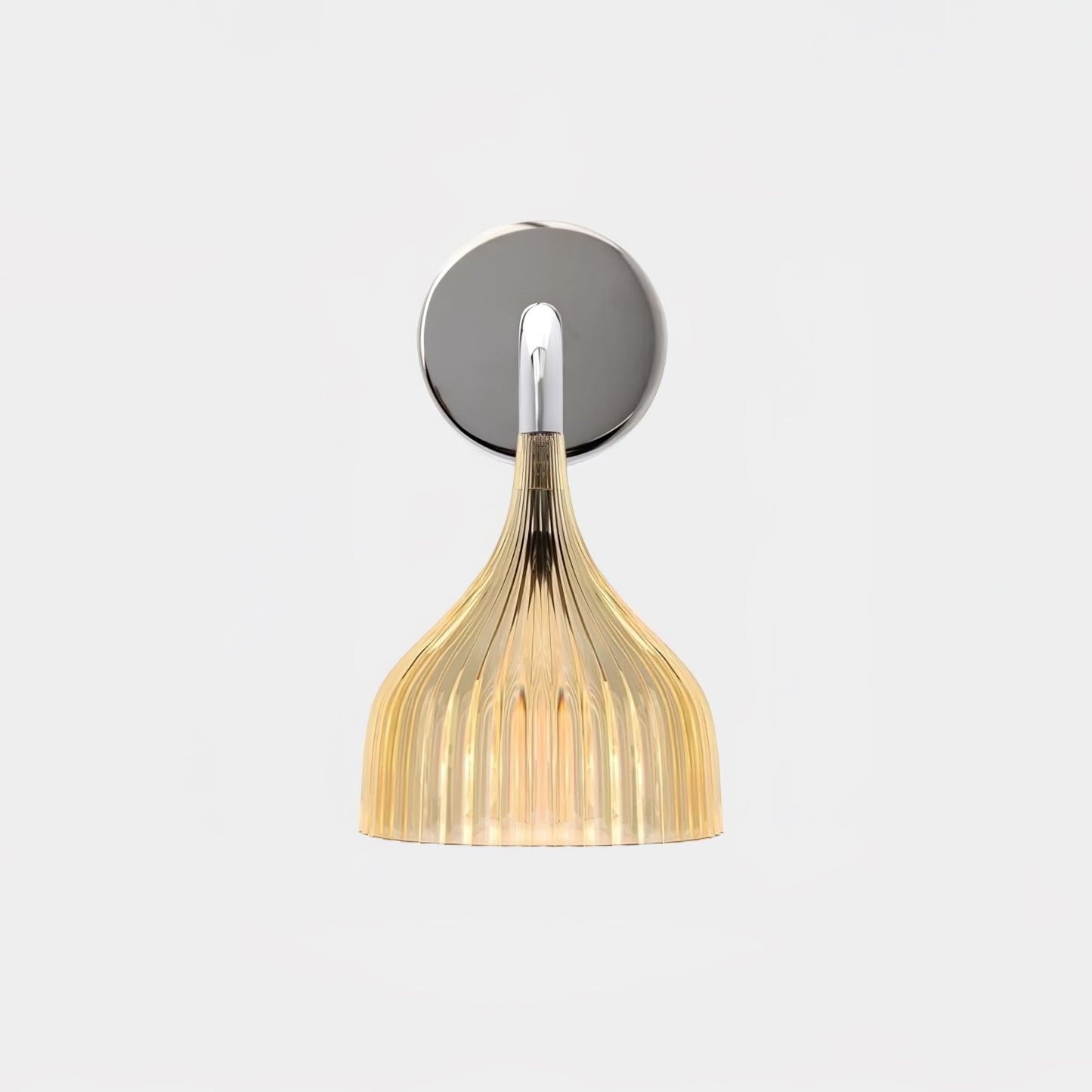 E Wall Lamp ∅ 5.3″ x H 9.4″ / Dia 13.5cm x H 24cm / Chrome & Amber / Single Wall lamp