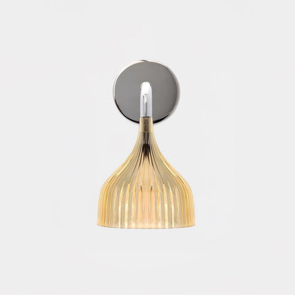 E Wall Lamp ∅ 5.3″ x H 9.4″ / Dia 13.5cm x H 24cm / Chrome & Amber / Single Wall lamp