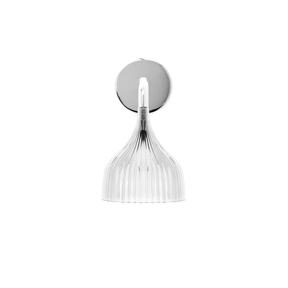 E Wall Lamp ∅ 5.3″ x H 9.4″ / Dia 13.5cm x H 24cm / Chrome & Clear / Single Wall lamp