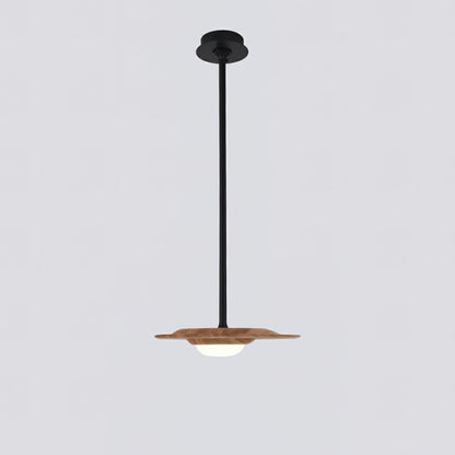 Horizon Eaves Pendant Lamp 1 Head: ∅ 15.7’’ x W 11.8’’ / Wood Color / Warm Light Pendant light