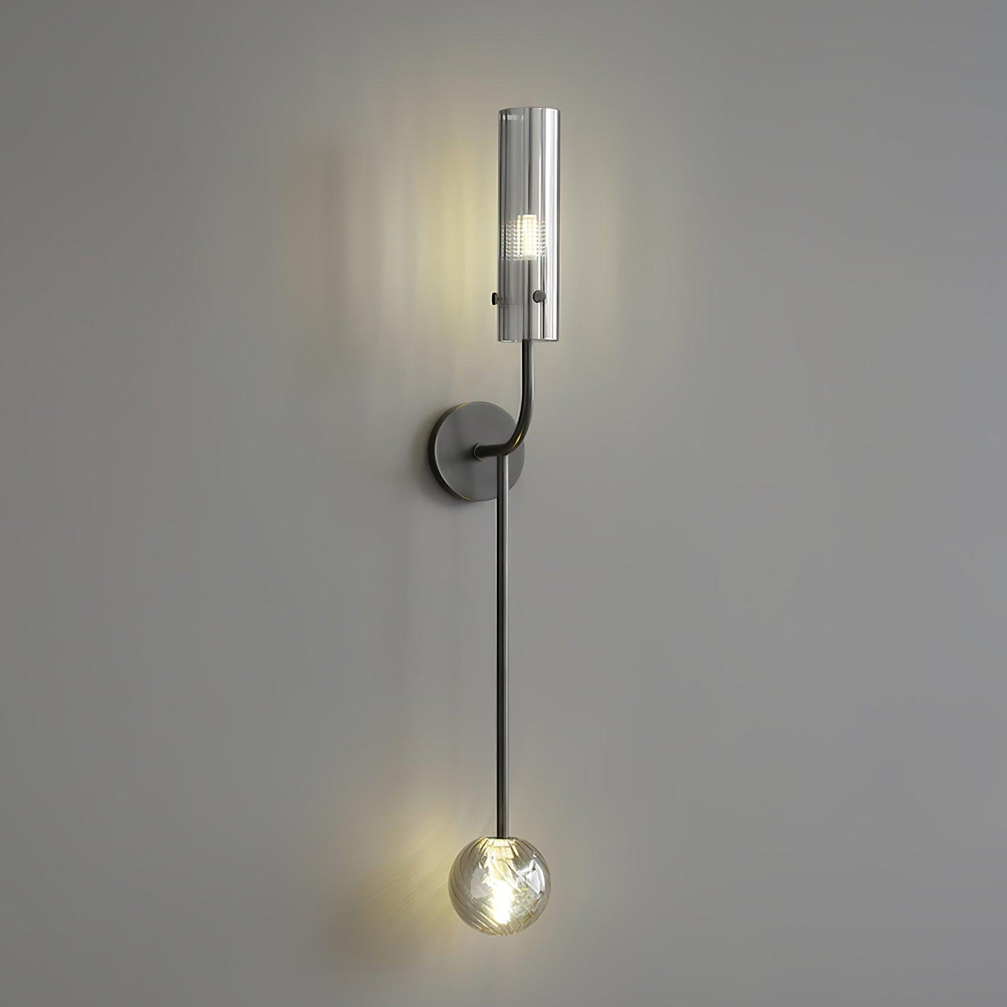 Eclat Vertica Wall Lamp Model C ∅ 3.9″ x H 31.5″ / Dia 10cm x H 80cm / Black & Smoke grey Wall lamp