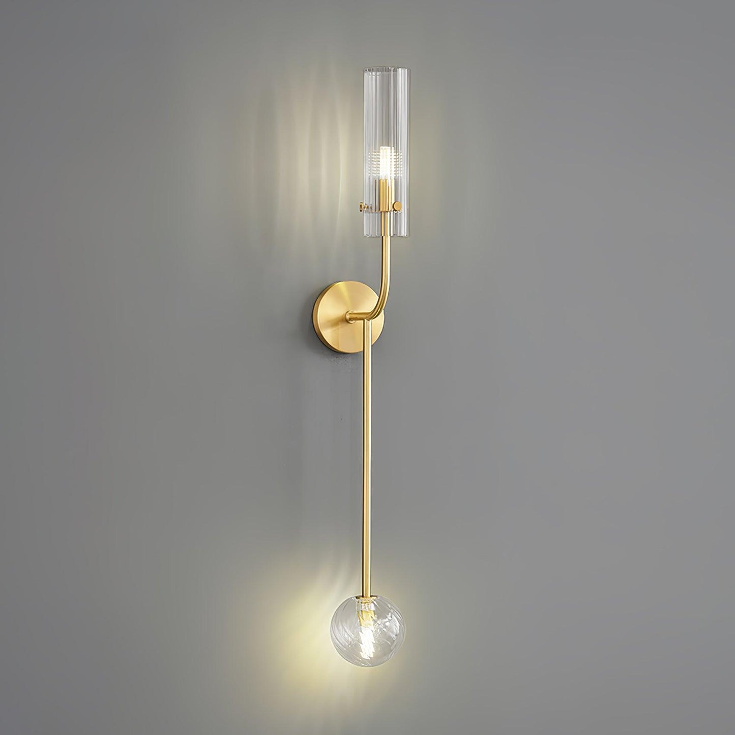 Eclat Vertica Wall Lamp Model C ∅ 3.9″ x H 31.5″ / Dia 10cm x H 80cm / Brass & Clear Wall lamp