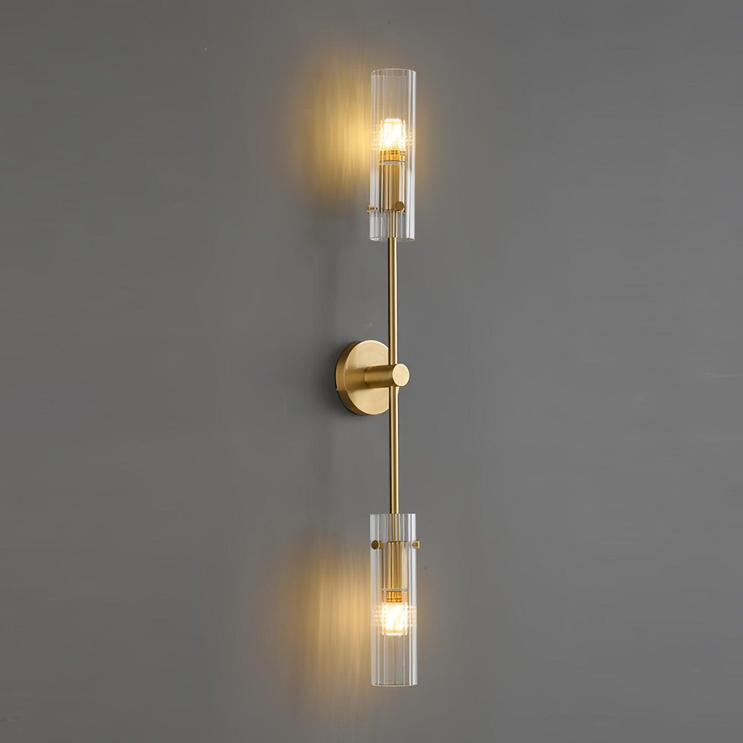Eclat Vertica Wall Lamp Model B ∅ 3.9″ x H 31.5″ / Dia 10cm x H 80cm / Brass & Clear Wall lamp