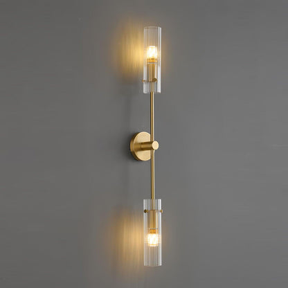 Eclat Vertica Wall Lamp Model B ∅ 3.9″ x H 31.5″ / Dia 10cm x H 80cm / Brass & Clear Wall lamp