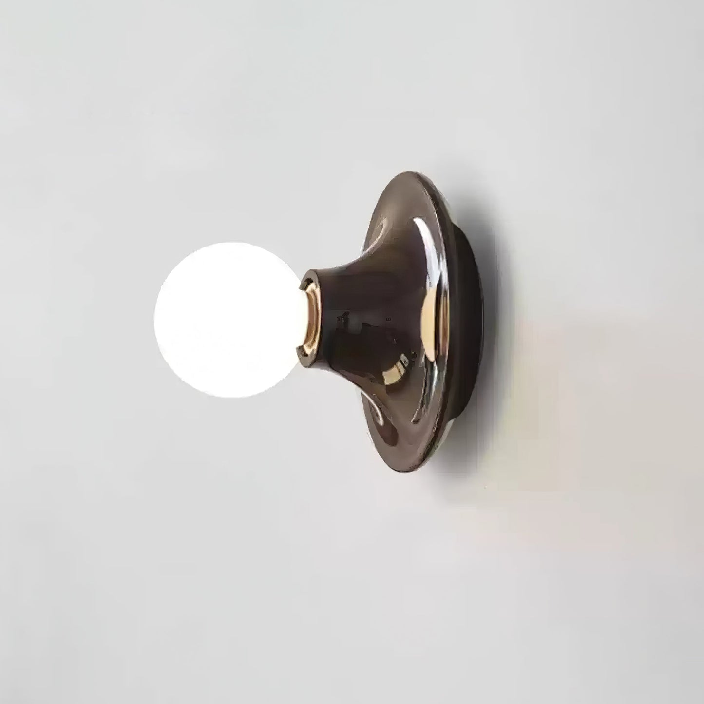 Eclipta Wall Sconce ∅ 5.9″ x H 5.9″ (White glass bulb) / Black