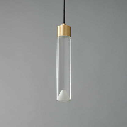 Ecliptique Series Pendant Lamp Model E ∅ 2.3″ x H 9.8″ / Brass & Clear 1001 Pendant light