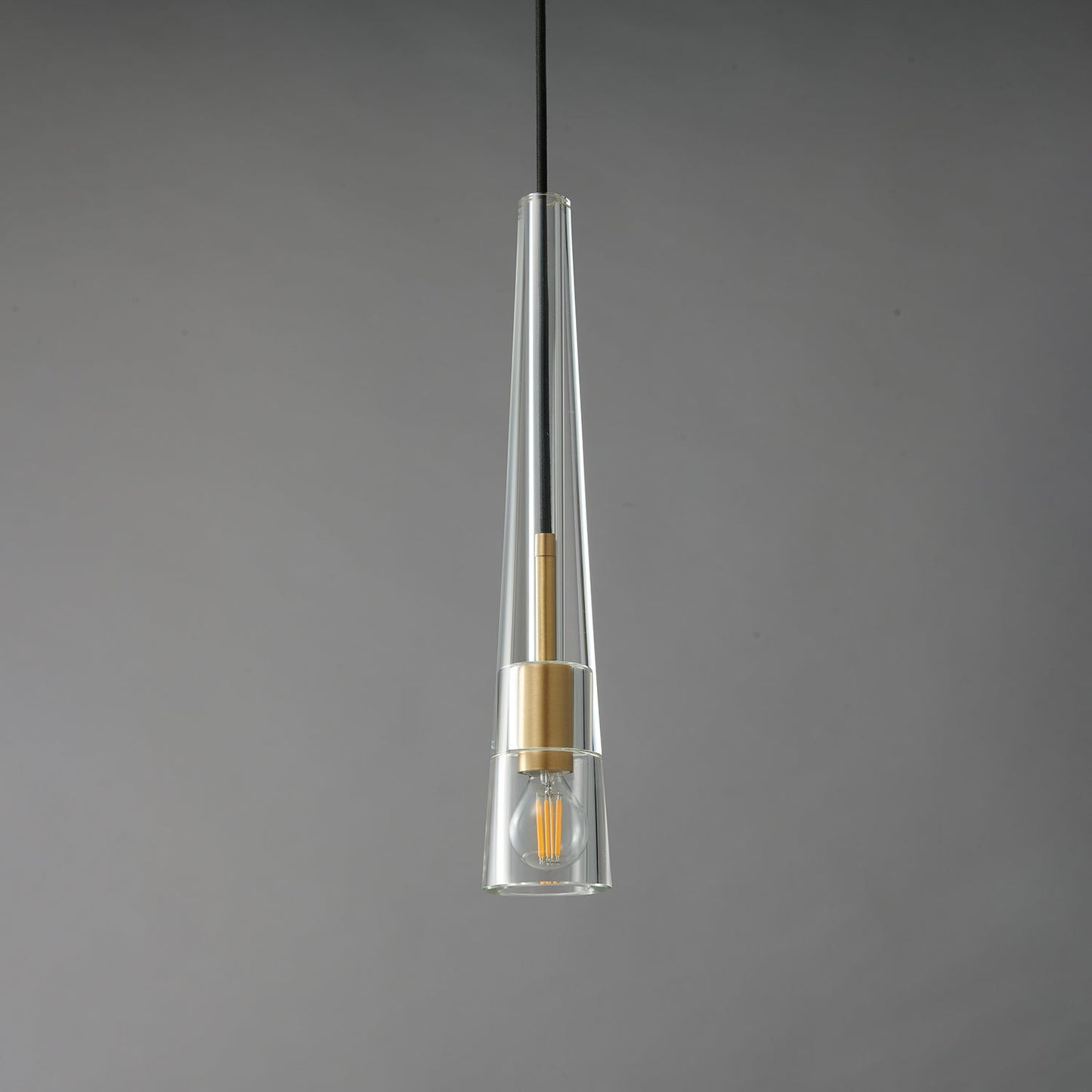Ecliptique Series Pendant Lamp Model G ∅ 2.8″ x H 11.8″ / Brass & Clear 1001 Pendant light