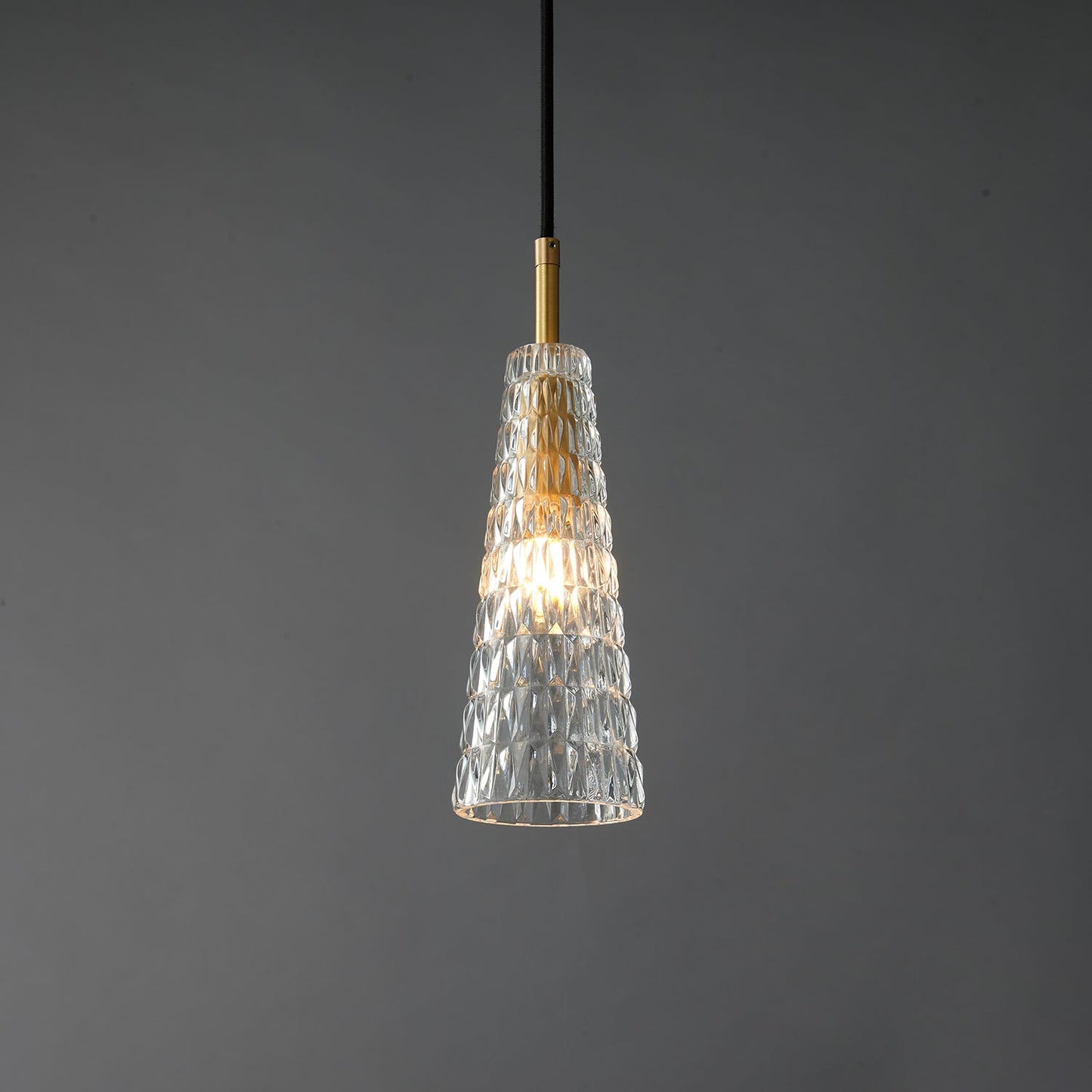 Ecliptique Series Pendant Lamp Model C ∅ 3.9″ x H 11.8″ / Brass & Clear 1001 Pendant light