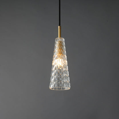 Ecliptique Series Pendant Lamp Model C ∅ 3.9″ x H 11.8″ / Brass & Clear 1001 Pendant light