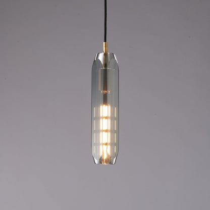 Ecliptique Series Pendant Lamp Model F ∅ 2.8″ x H 11.8″ / Brass & Clear 1001 Pendant light
