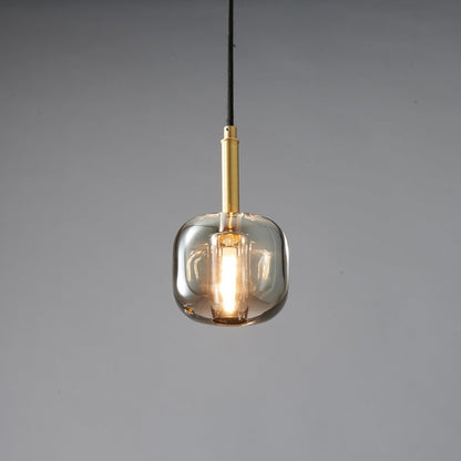 Ecliptique Series Pendant Lamp Model L ∅ 4.3″ x H 4.3″ (Smoke Grey) / Brass & Clear 1001 Pendant light