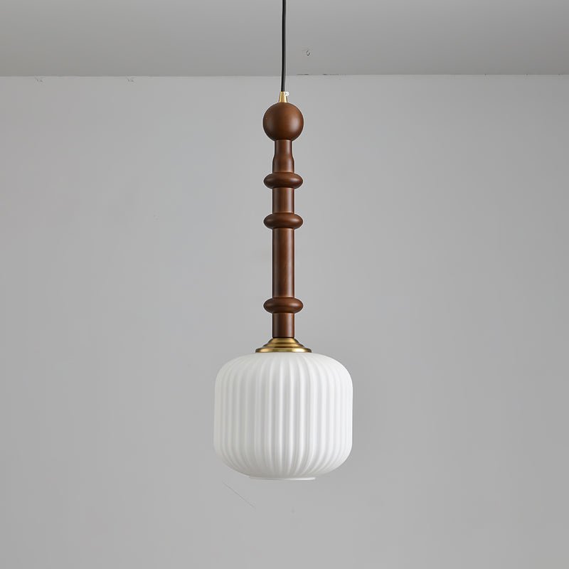 Edison Wood Pendant Light ∅ 7.9″ x H 19.7″ / Dia 20cm x H 50cm / Walnut Color & White Pendant light