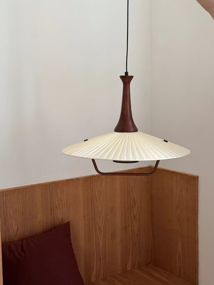 Eikon Pendant Lamp ∅ 17.7″ x H 13.8″ / Walnut color & White Pendant light