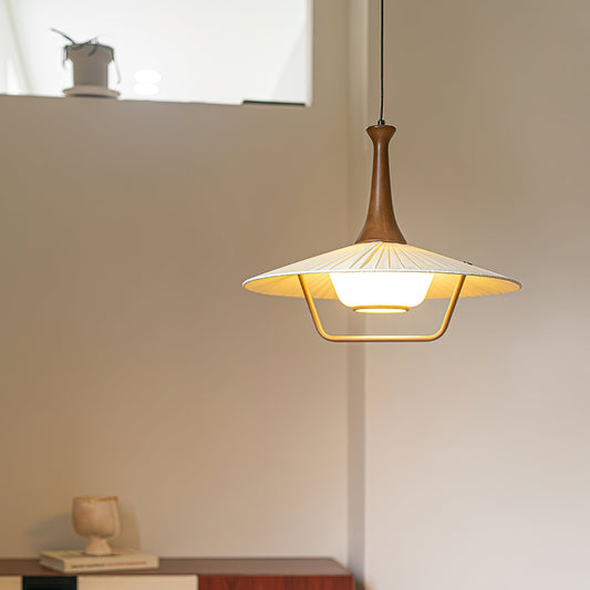 Eikon Pendant Lamp ∅ 17.7″ x H 13.8″ / Walnut color & White Pendant light
