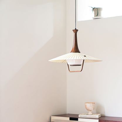 Eikon Pendant Lamp ∅ 17.7″ x H 13.8″ / Walnut color & White Pendant light