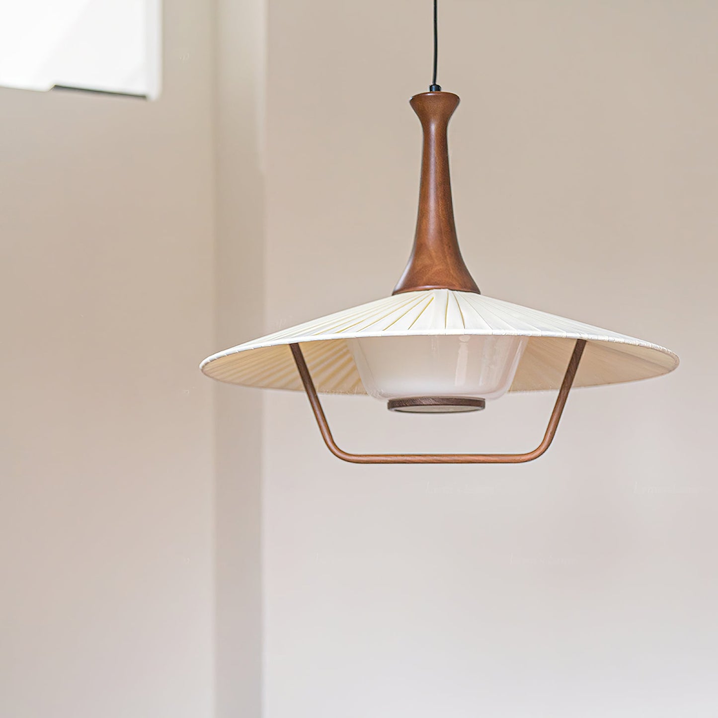Eikon Pendant Lamp ∅ 17.7″ x H 13.8″ / Walnut color & White Pendant light