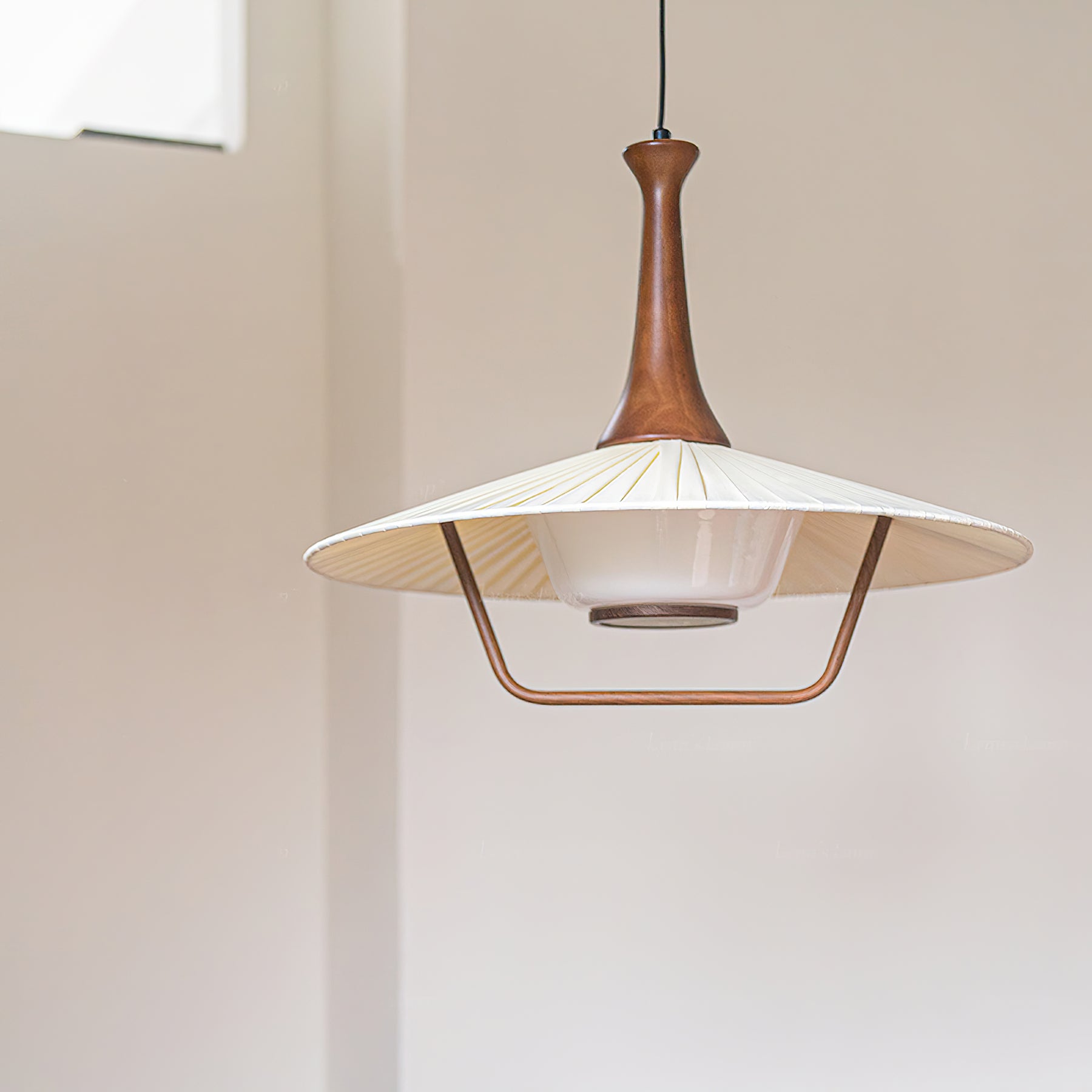 Eikon Pendant Lamp ∅ 17.7″ x H 13.8″ / Walnut color & White Pendant light