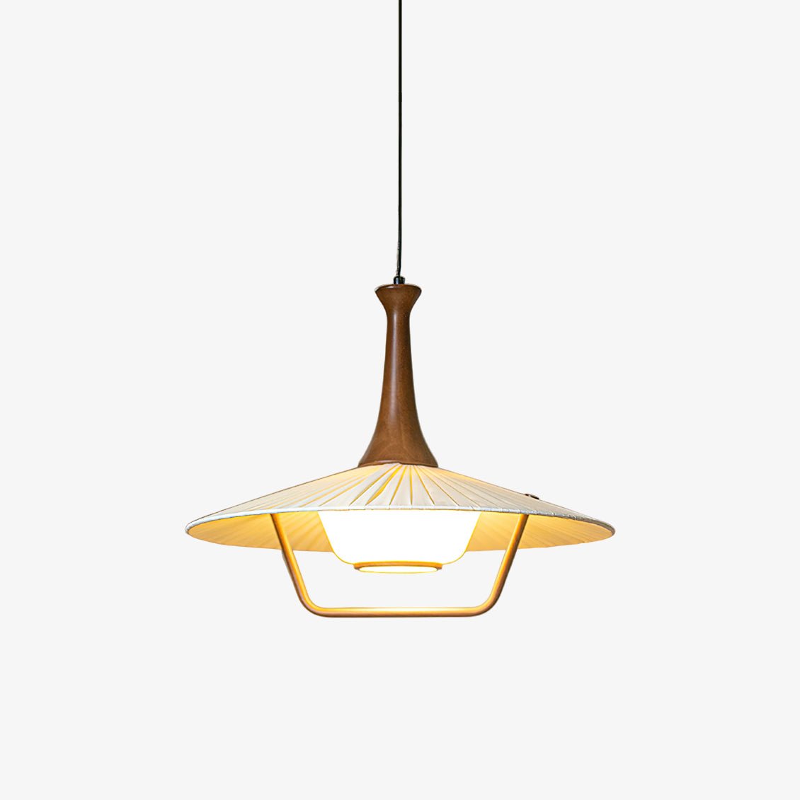 Eikon Pendant Lamp ∅ 17.7″ x H 13.8″ / Walnut color & White Pendant light