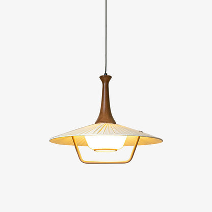 Eikon Pendant Lamp ∅ 17.7″ x H 13.8″ / Walnut color & White Pendant light
