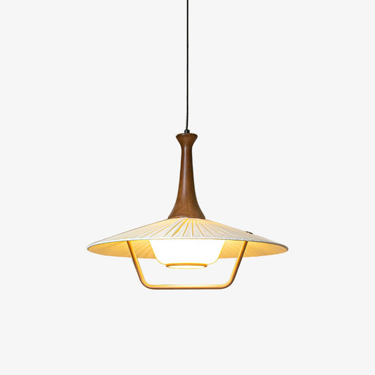 Eikon Pendant Lamp ∅ 17.7″ x H 13.8″ / Walnut color & White Pendant light