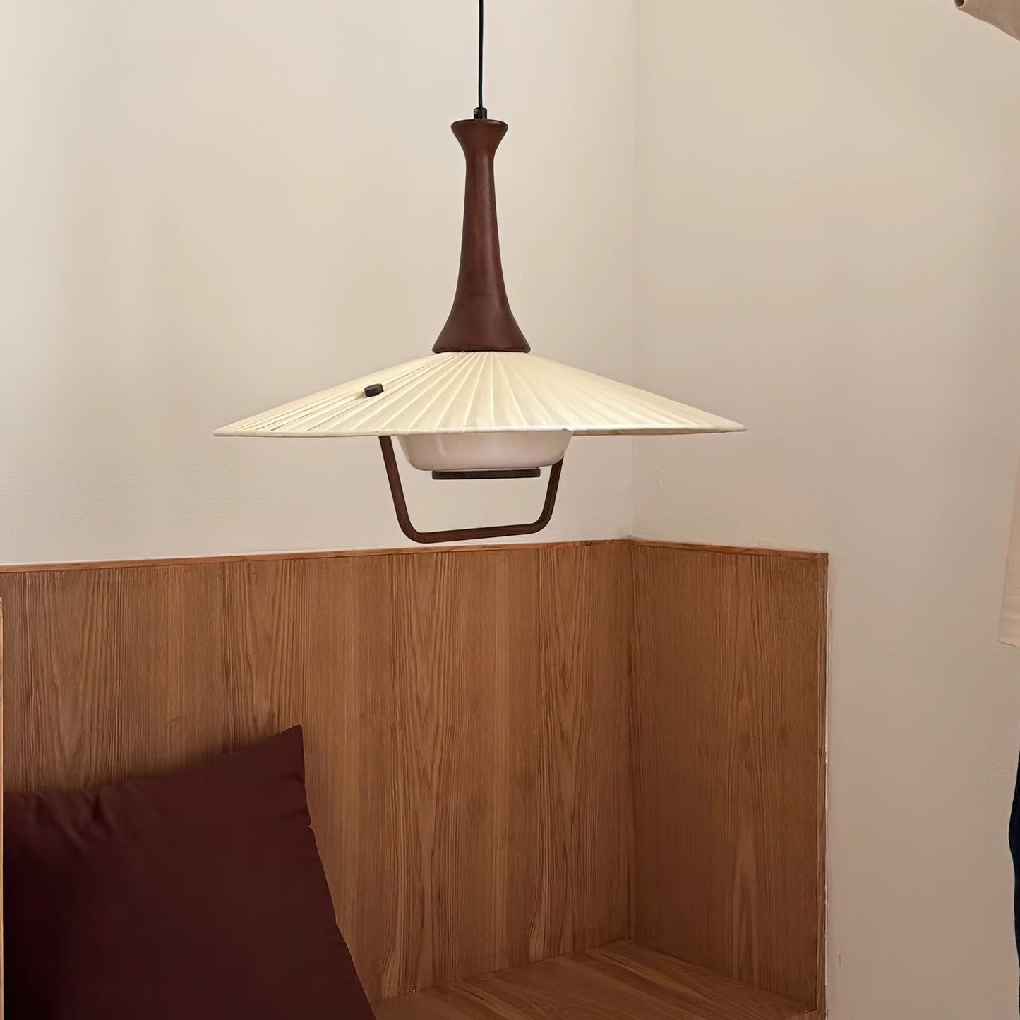 Eikon Pendant Lamp ∅ 17.7″ x H 13.8″ / Walnut color & White Pendant light