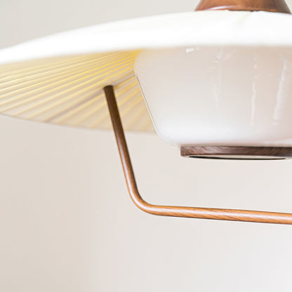 Eikon Pendant Lamp ∅ 17.7″ x H 13.8″ / Walnut color & White Pendant light
