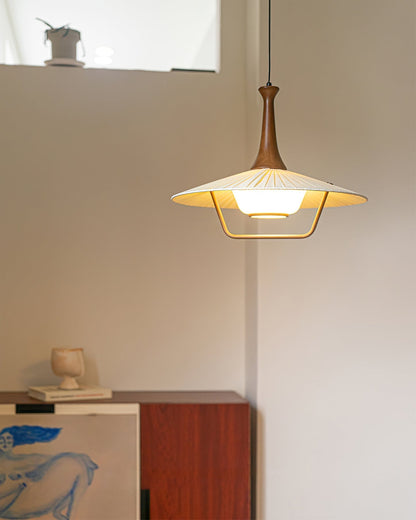 Eikon Pendant Lamp ∅ 17.7″ x H 13.8″ / Walnut color & White Pendant light