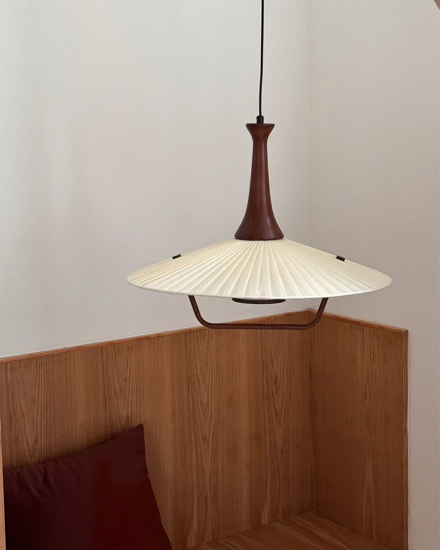 Eikon Pendant Lamp ∅ 17.7″ x H 13.8″ / Walnut color & White Pendant light