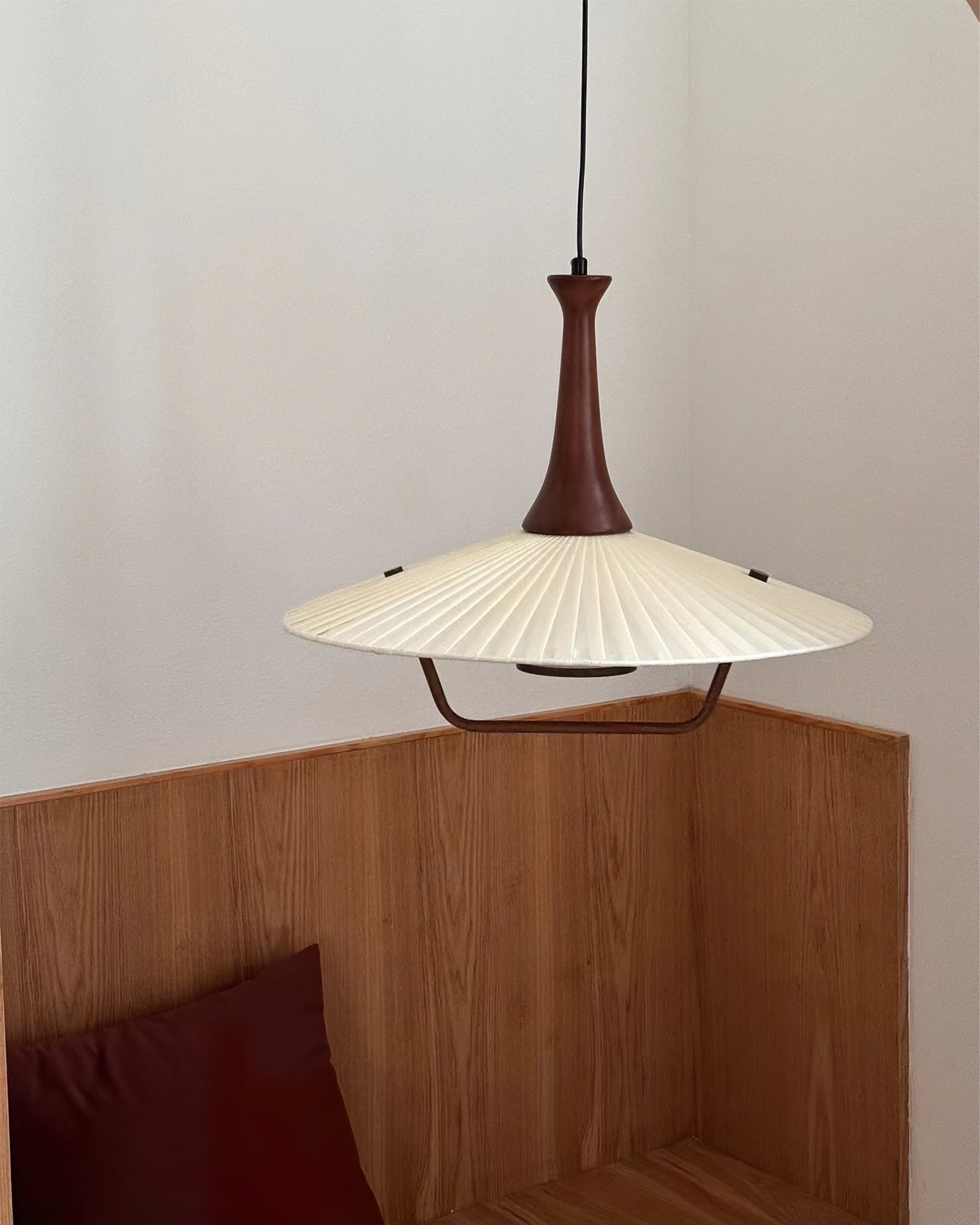 Eikon Pendant Lamp ∅ 17.7″ x H 13.8″ / Walnut color & White Pendant light