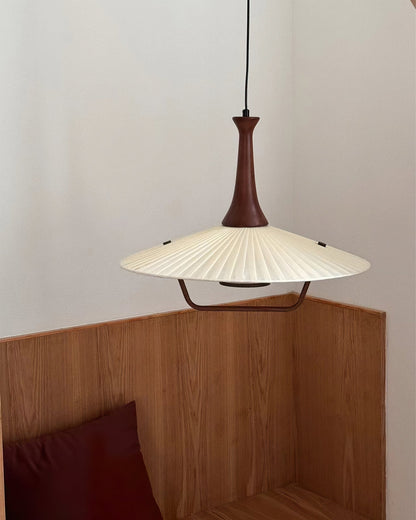 Eikon Pendant Lamp ∅ 17.7″ x H 13.8″ / Walnut color & White Pendant light