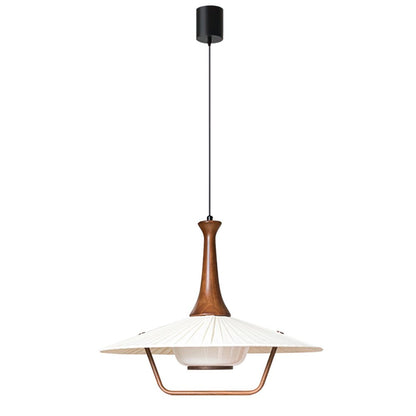 Eikon Pendant Lamp ∅ 17.7″ x H 13.8″ / Walnut color & White Pendant light