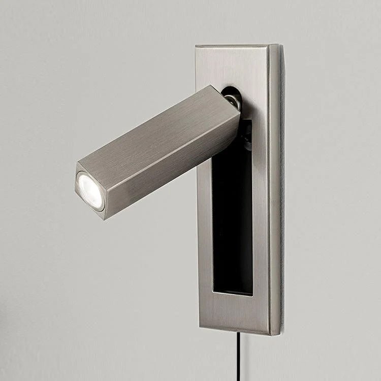 Embedded Bedside Plug-in Sconce Dia 5cm x H 15.5cm square (Hidden switch) / Nickel / US Plug 1001 Wall lamp