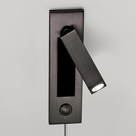 Embedded Bedside Plug-in Sconce Dia 5cm x H 17.8cm square (Button switch) / Matt Black / US Plug 1001 Wall lamp