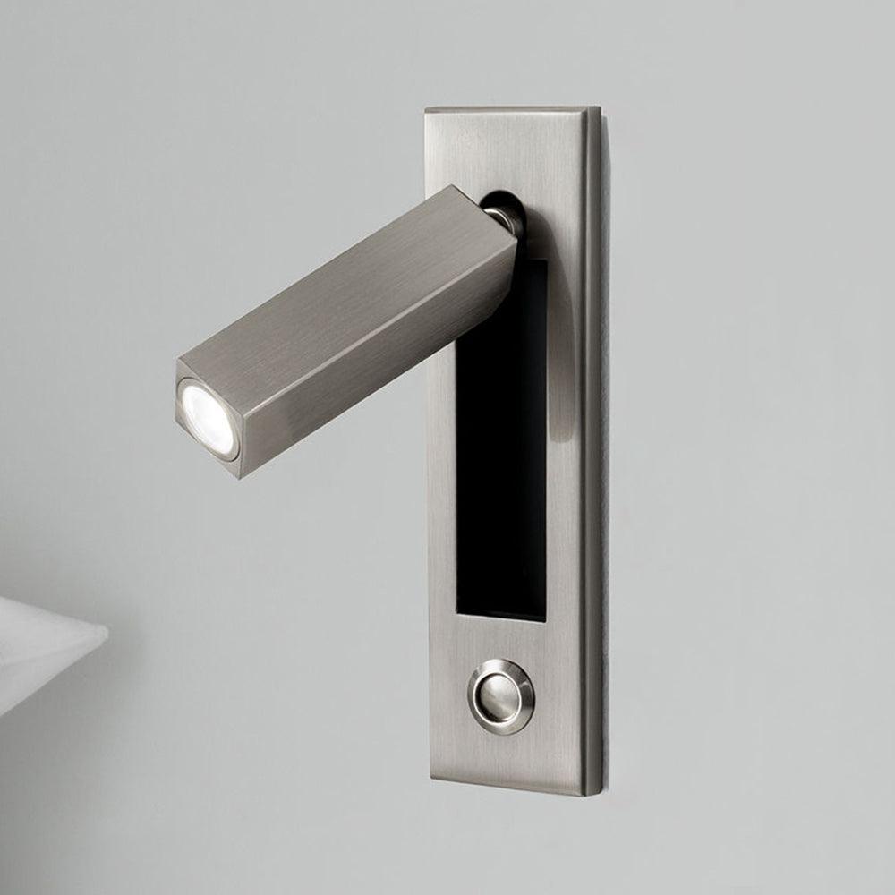 Embedded Bedside Sconce Dia 5cm x H 17.8cm square (Button switch) / Nickel / Warm White Wall lamp