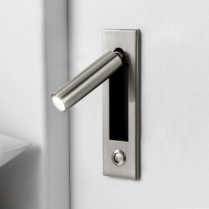Embedded Bedside Sconce Dia 5cm x H 17.8cm cylinder (Button switch) / Nickel / Warm White Wall lamp