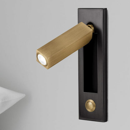 Embedded Bedside Sconce Dia 5cm x H 17.8cm square (Button switch) / Matt Black + Copper / Warm White Wall lamp