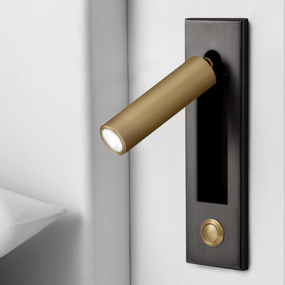 Embedded Bedside Sconce Dia 5cm x H 17.8cm cylinder (Button switch) / Matt Black + Copper / Warm White Wall lamp