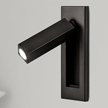 Embedded Bedside Sconce Dia 5cm x H 15.5cm square (Hidden switch) / Matt Black / Warm White Wall lamp
