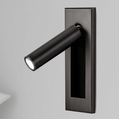 Embedded Bedside Sconce Dia 5cm x H 15.5cm cylinder (Hidden switch) / Matt Black / Warm White Wall lamp