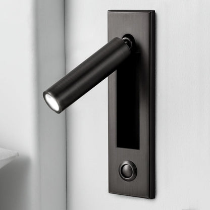 Embedded Bedside Sconce Dia 5cm x H 17.8cm cylinder (Button switch) / Matt Black / Warm White Wall lamp