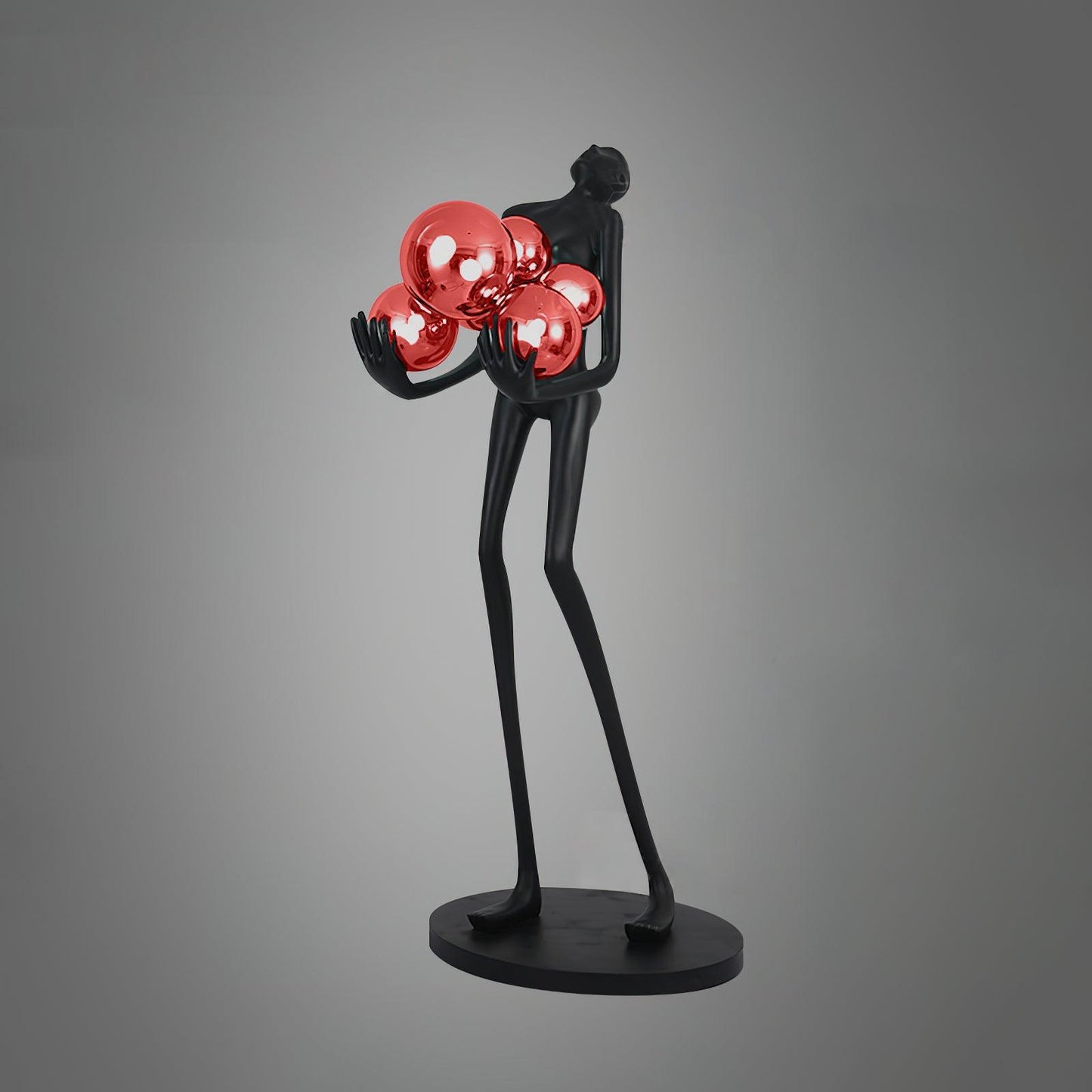 Embrace Sculpture Floor Lamp ∅ 22.8″ x H 63″ / Dia 58cm x H 160cm / Black & Red glass ball / US Plug Floor lamp