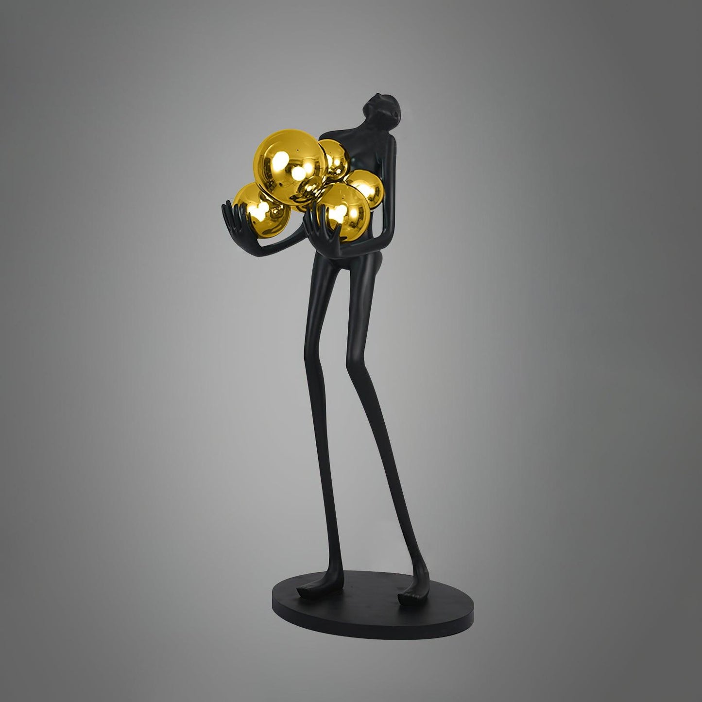 Embrace Sculpture Floor Lamp ∅ 22.8″ x H 63″ / Dia 58cm x H 160cm / Black & Gold glass ball / US Plug Floor lamp