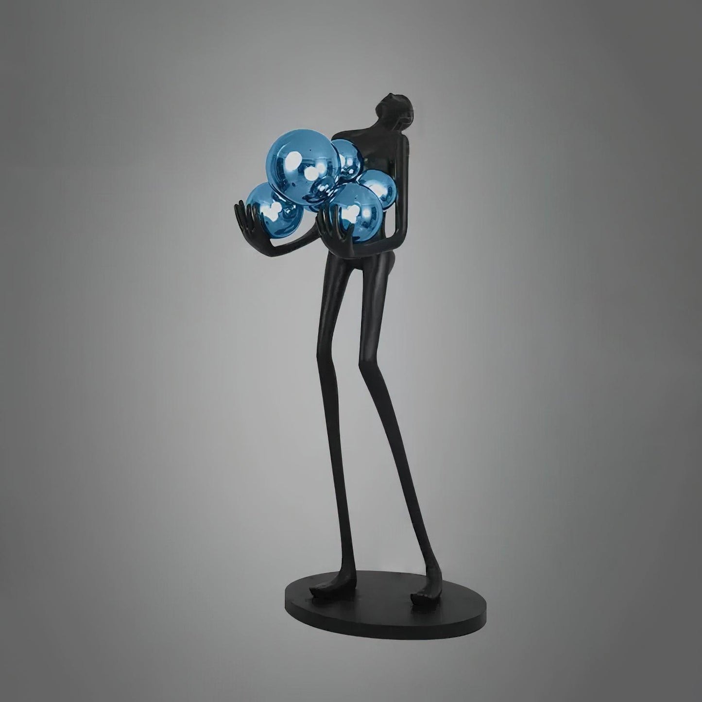 Embrace Sculpture Floor Lamp ∅ 22.8″ x H 63″ / Dia 58cm x H 160cm / Black & Blue glass ball / US Plug Floor lamp