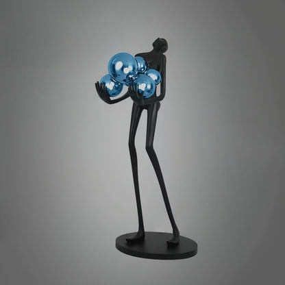 Embrace Sculpture Floor Lamp ∅ 22.8″ x H 63″ / Dia 58cm x H 160cm / Black & Blue glass ball / US Plug Floor lamp