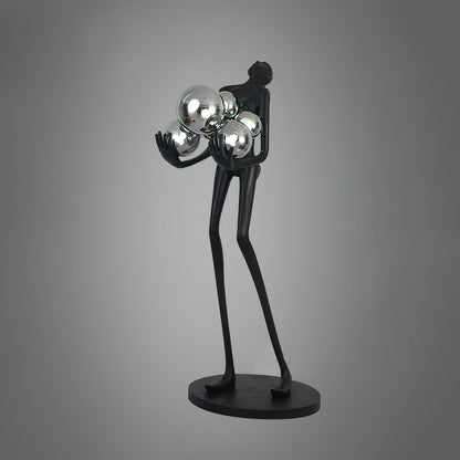 Embrace Sculpture Floor Lamp ∅ 22.8″ x H 63″ / Dia 58cm x H 160cm / Black & Silver glass ball / US Plug Floor lamp