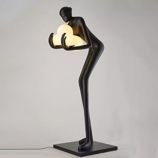 Embrace of Light Sculpture Floor Lamp ∅ 31.5″ x H 74.8″ / Black & White / US Plug Floor lamp