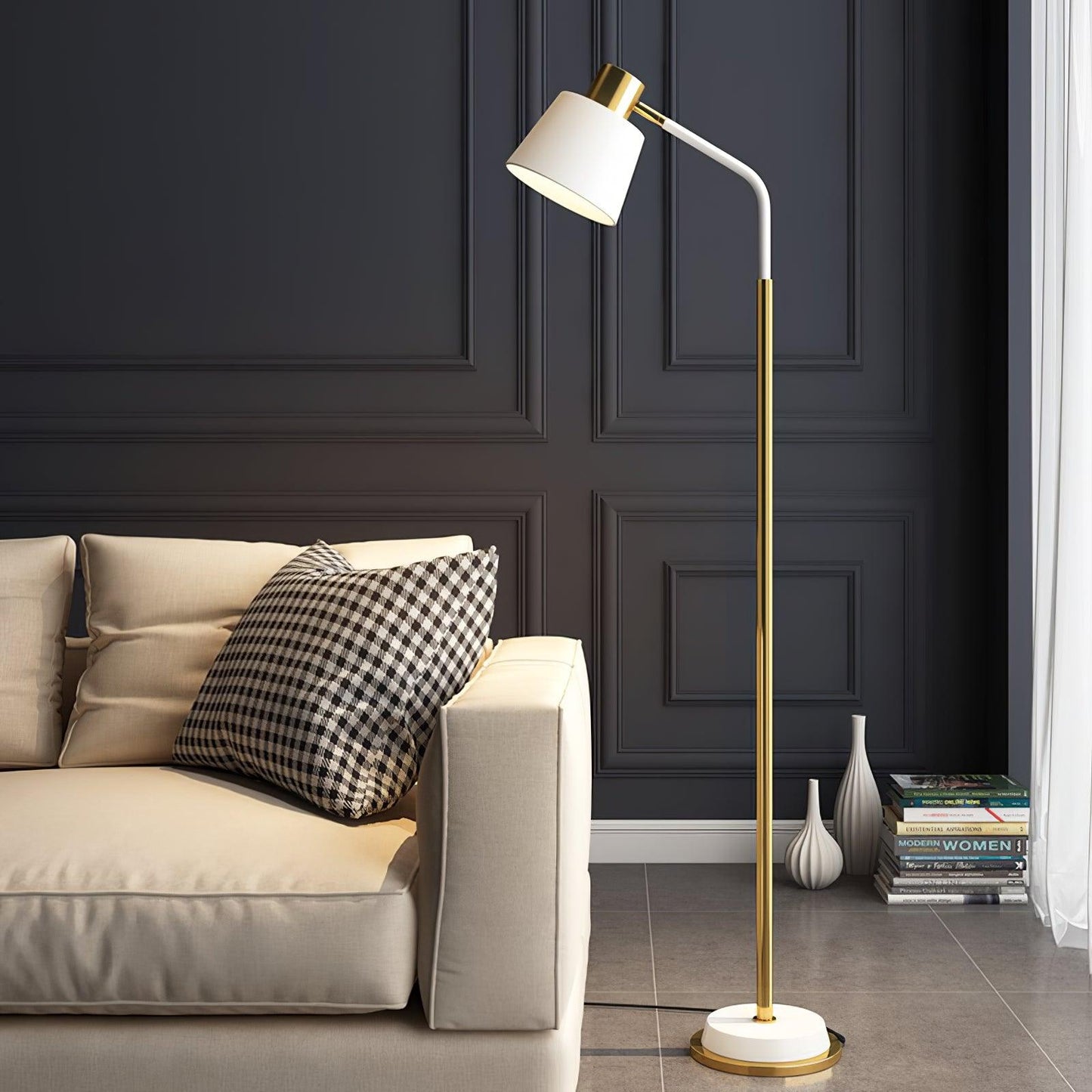 Emmental Floor Lamp ∅ 17.3″ x H 60.2″ / Dia 44cm x H 155m / Gold + White / US plug Floor lamp
