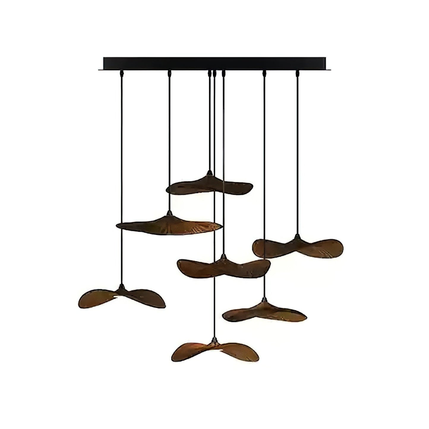 Empty Leaf Chandelier 7Heads ∅ 31.5’’ x H 21.7’’ / Walnut Color / Warm Light Chandelier