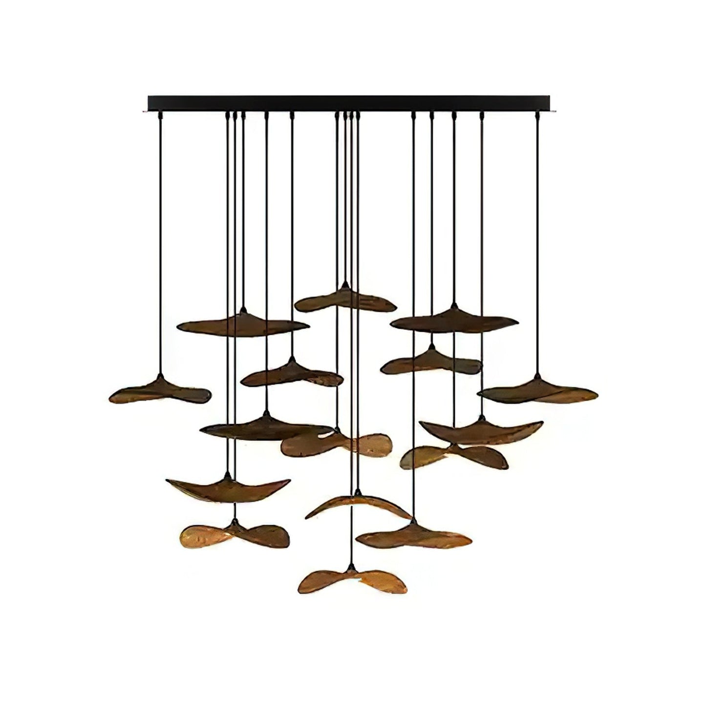 Empty Leaf Chandelier 16Heads ∅ 47.2’’ x H 29.5’’ / Walnut Color / Warm Light Chandelier
